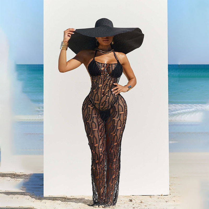 Courtney - Lace Beach Cover Up Dress — Black