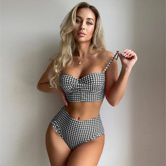 Isabella - Gingham High Waist Bikini — Black