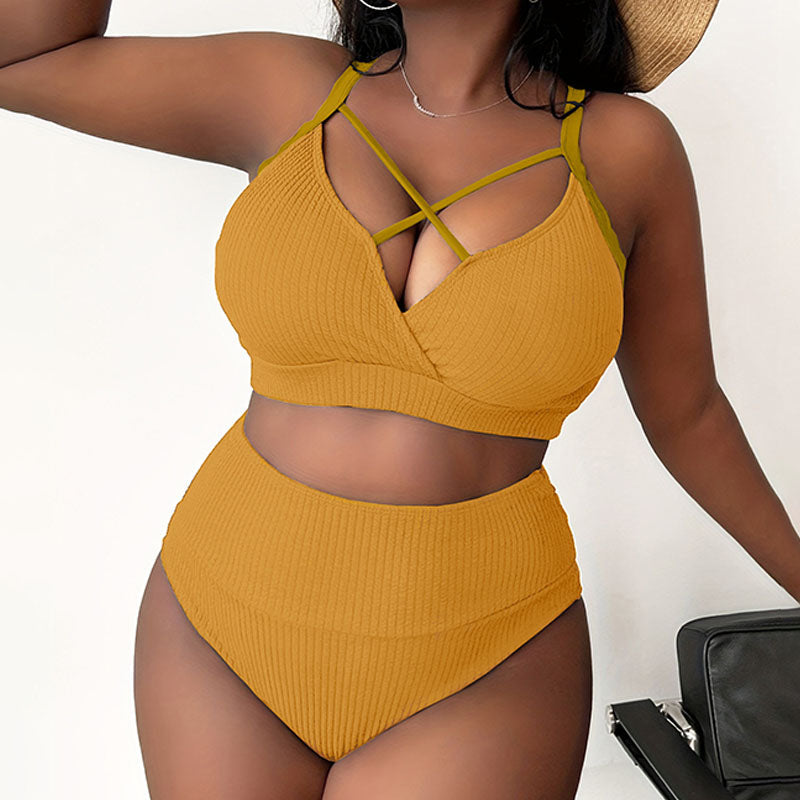 Isadora - Ribbed Strappy Bikini — Turmeric