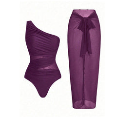 Virginia - One Shoulder Bikini with Sarong — Purple