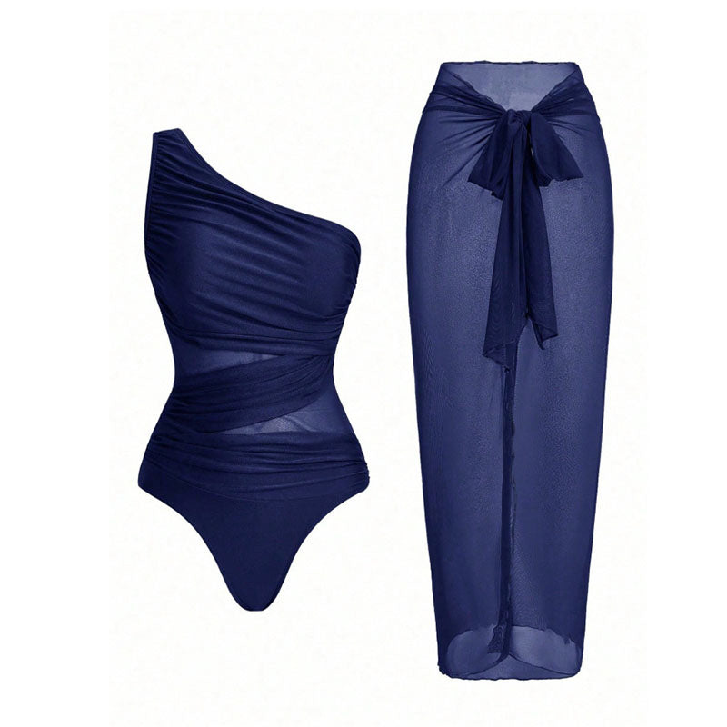 Virginia - One Shoulder Bikini with Sarong — Royal Blue