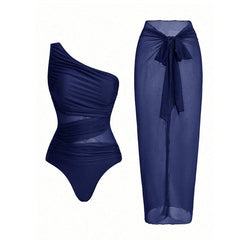 Virginia - One Shoulder Bikini with Sarong — Royal Blue