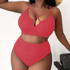 Isadora - Ribbed Strappy Bikini — Watermelon Red