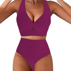 Valerie - Ribbed Twist Front Bikini — Claret