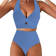 Valerie - Ribbed Twist Front Bikini — Sky Blue