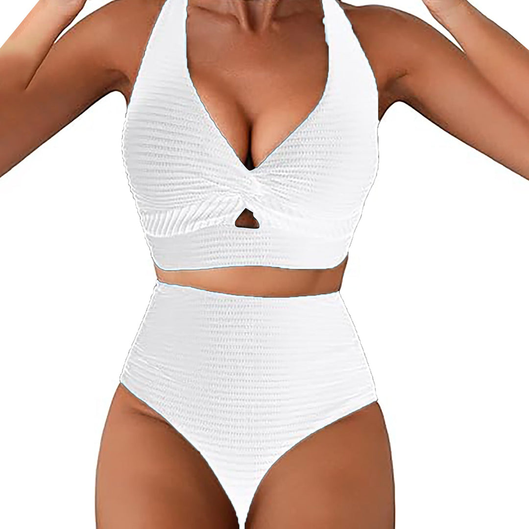 Valerie - Ribbed Twist Front Bikini — White