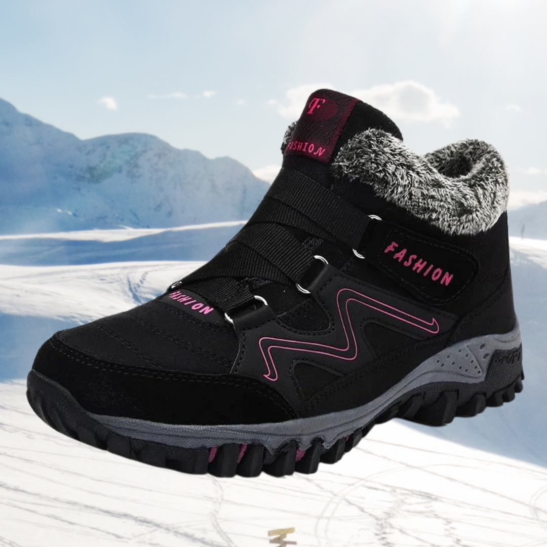Abigail - Fur Lined Hiking Boots — Black pink