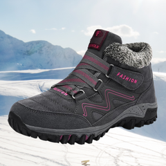 Abigail - Fur Lined Hiking Boots — Grey/pink