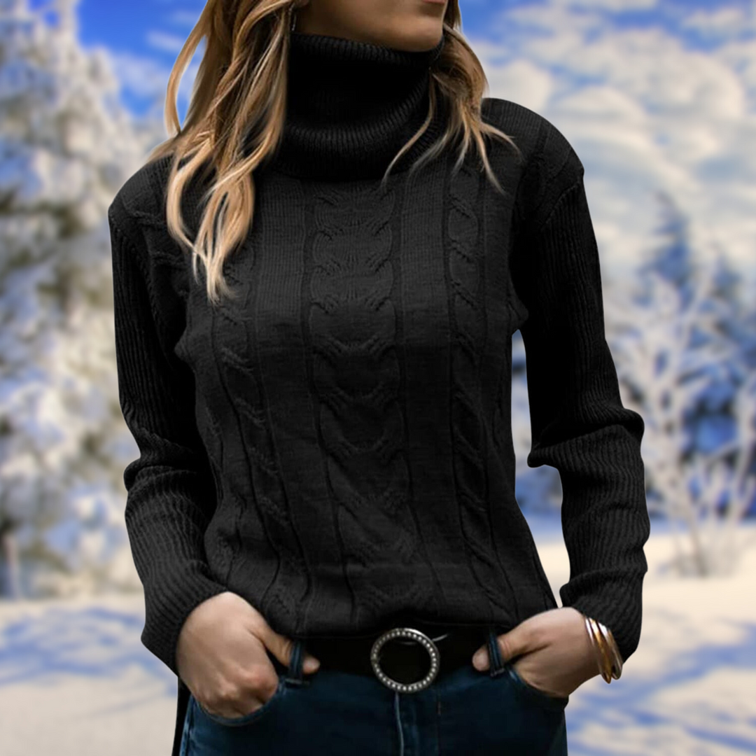 Magnolia - Cable Turtleneck Jumper — Black