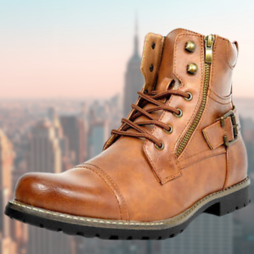 Adrienne - Studded Lace up Biker Boots