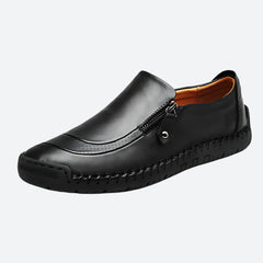 Griffin - Leather Zip Loafers — Black