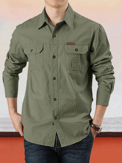 Sebastian - Cotton Utility Shirt — Army Green