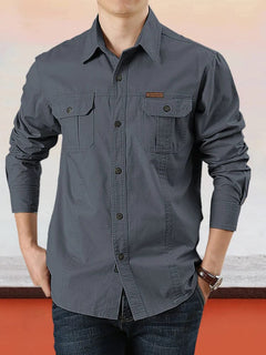 Sebastian - Cotton Utility Shirt — Dark Grey