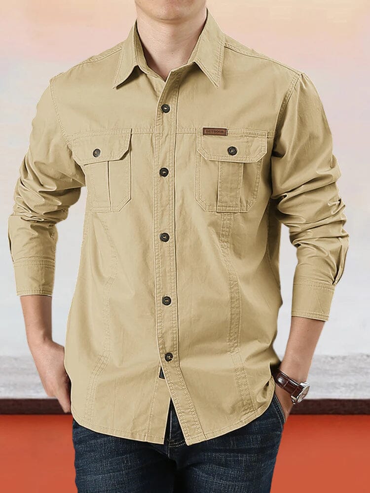 Sebastian - Cotton Utility Shirt — Khaki