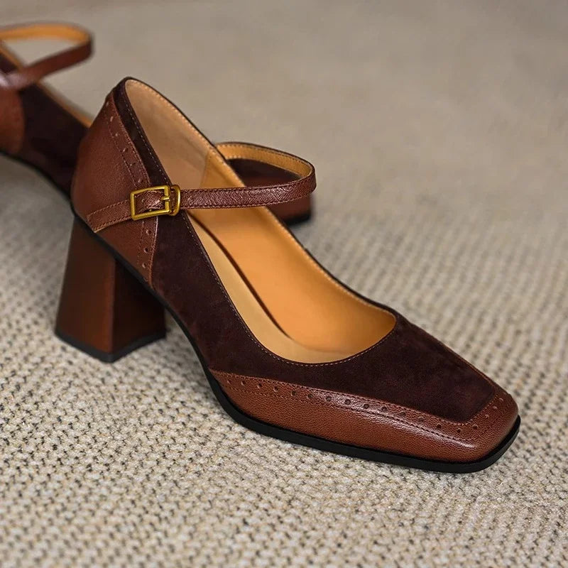 Agnes - Flared Heel Mary Jane Shoes