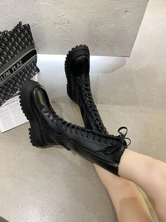 Estelle - Lace up Tall Combat Boots