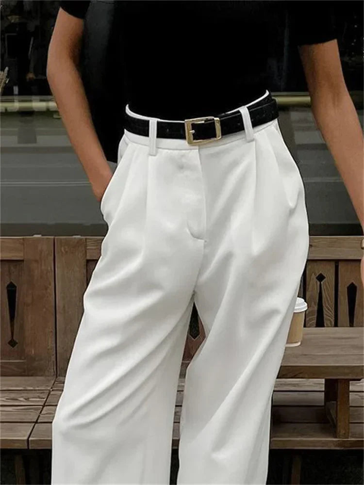 Olivia - White Wide Leg Trousers