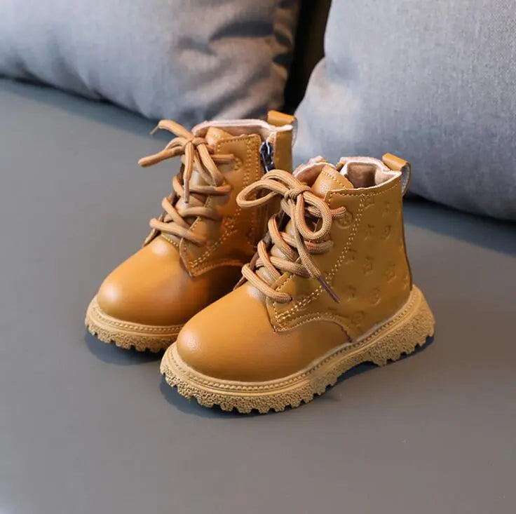Lorraine - Kids Quilted Lace up Boots — Brown