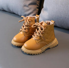 Lorraine - Kids Quilted Lace up Boots — Brown