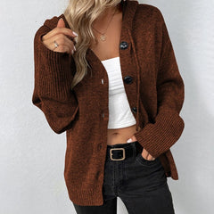 Scarlett - Button Front Cardigan — Brown