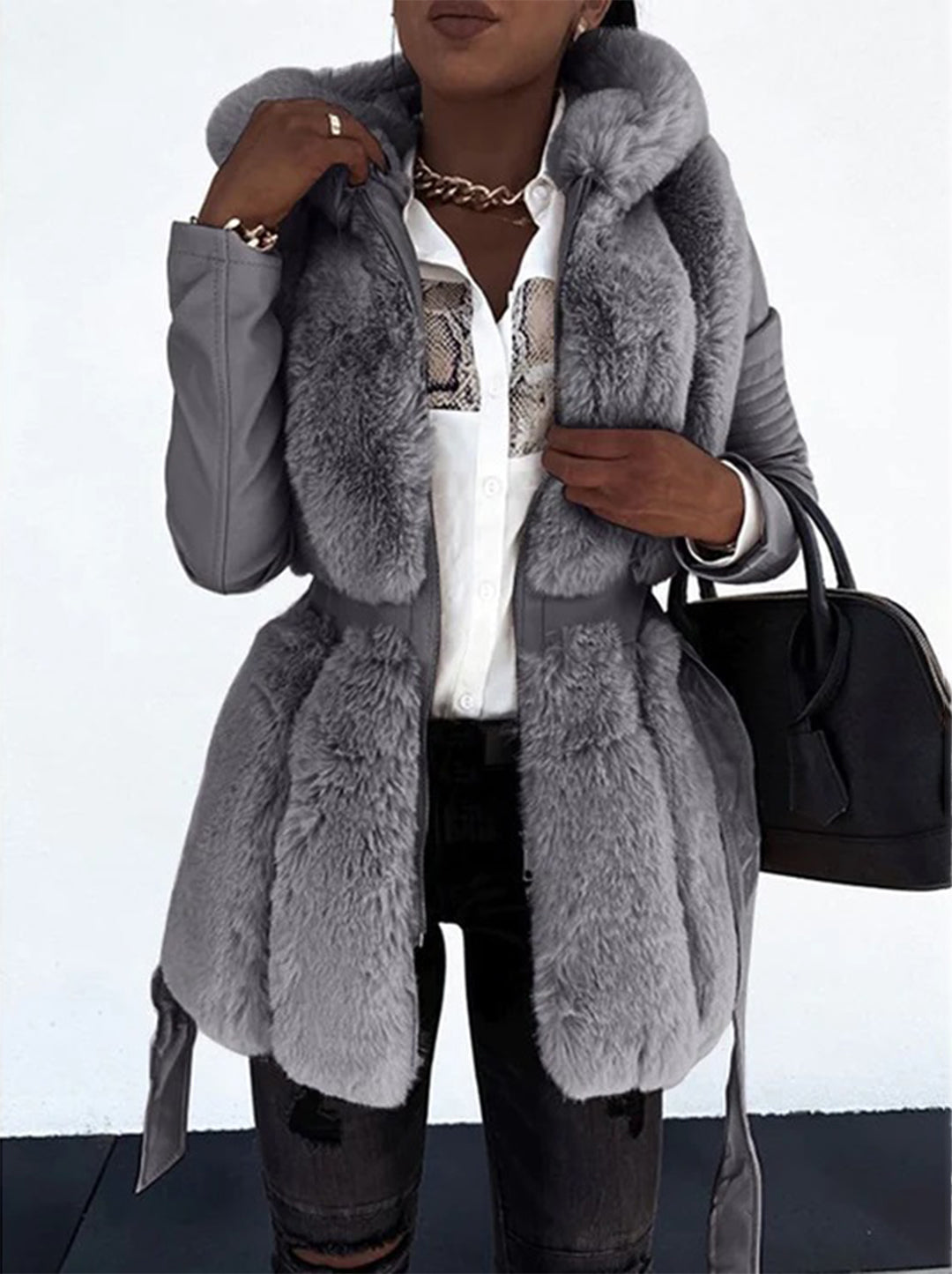 Sadie - Faux Fur Gilet Jacket — Grey