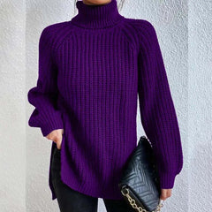 Lily - Ribbed Turtleneck Knit — purple