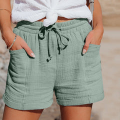 Bernadette - Linen Drawstring Shorts — Green