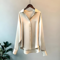 Lily - Satin Shirt with Cuffs — Champagne