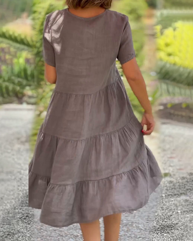 Elsie - Tiered V Neck Midi Dress