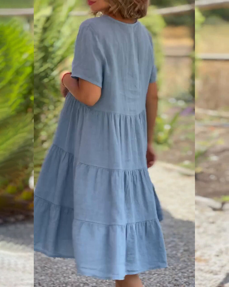 Elsie - Tiered V Neck Midi Dress