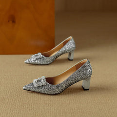 Theresa - Glitter Crystal Bow Pumps