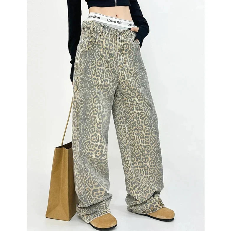 Mackenzie - Leopard Print Wide Jeans