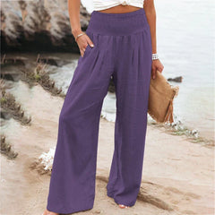 Rhiannon - Linen Wide Leg Trousers — Purple