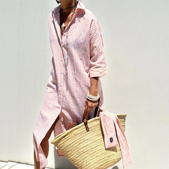 Dominique - Striped Long Shirt Dress