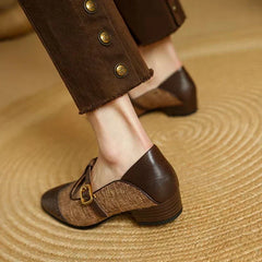 Ottoline - Two Tone Buckle T-Bar Shoes