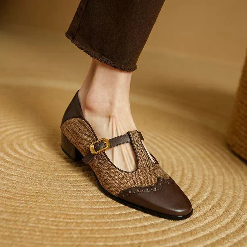 Ottoline - Two Tone Buckle T-Bar Shoes