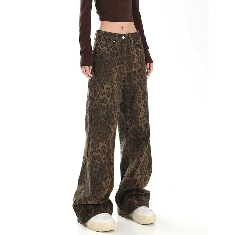 Mackenzie - Leopard Print Wide Jeans