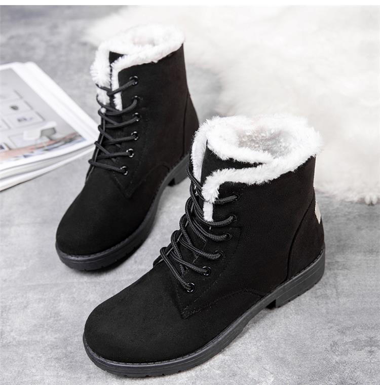 Hermione - Fur Trim Lace up Snow Boots — Black