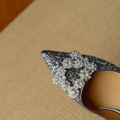 Theresa - Glitter Crystal Bow Pumps