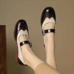 Paula - Double Strap Brogue Shoes
