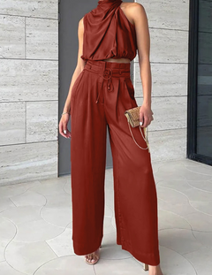 Willow - Halter Top and Trousers Set — Red