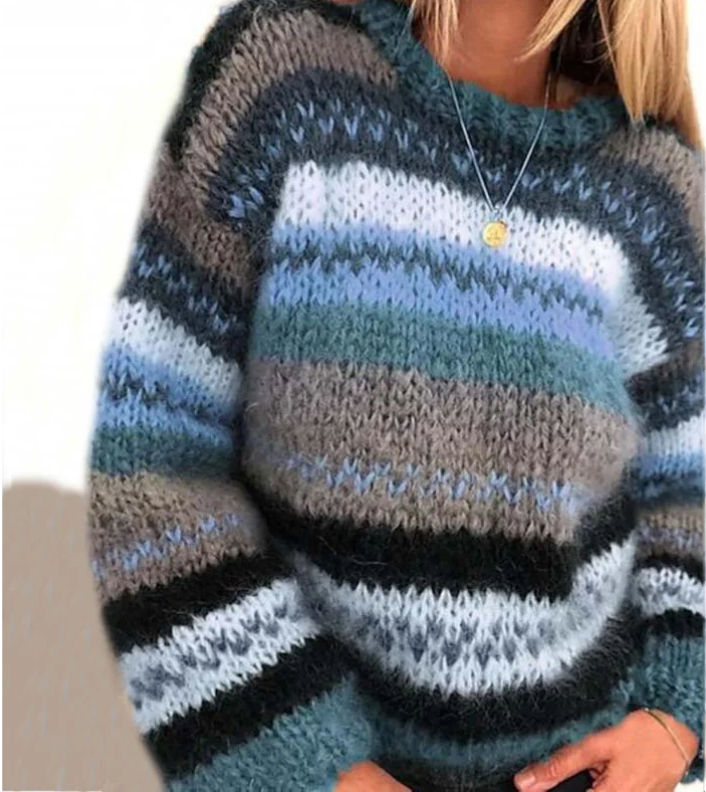 Primrose - Striped Mohair Jumper — Blue