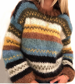 Primrose - Striped Mohair Jumper — Brown