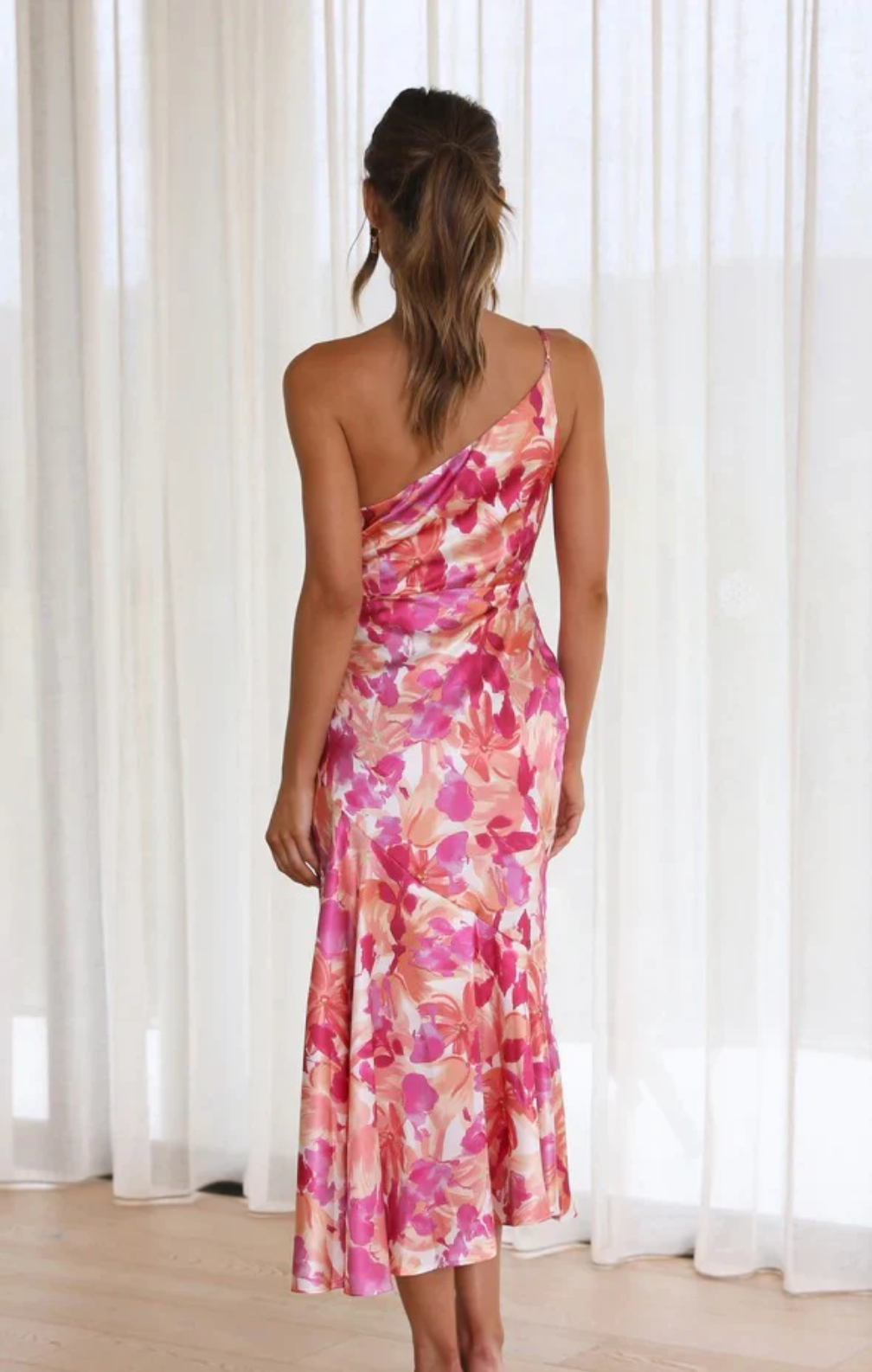 Sophie - Floral One Shoulder Midi