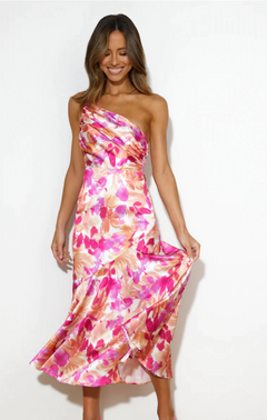 Sophie - Floral One Shoulder Midi