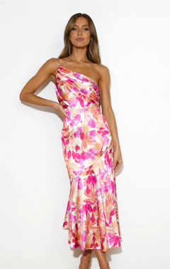 Sophie - Floral One Shoulder Midi
