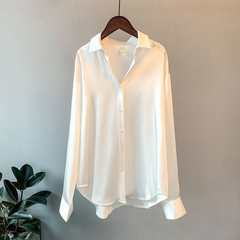 Rhiannon - Satin Colour Block Shirt — White ice cream