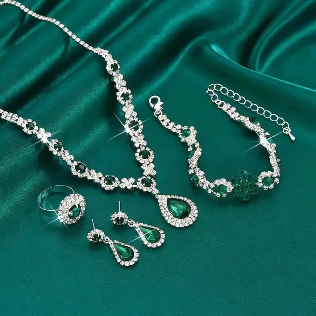 Freya - Green Crystal Jewellery Set