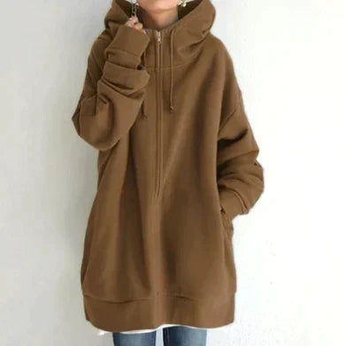 Madeline - Zip Hoodie with Pockets — Brown