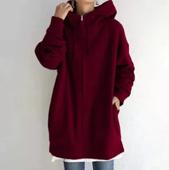Madeline - Zip Hoodie with Pockets — Wine red